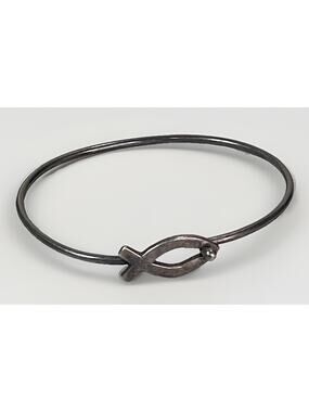 James Avery Retired Ichthus Fish Hook-On Bangle Bracelet Sterling Silver